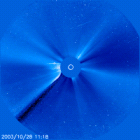Giant flare at the Sun, observed by SOHO