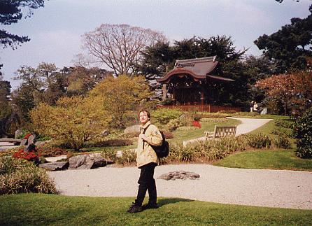 In Kew Gardens, in front of the Japanese Zen Garden